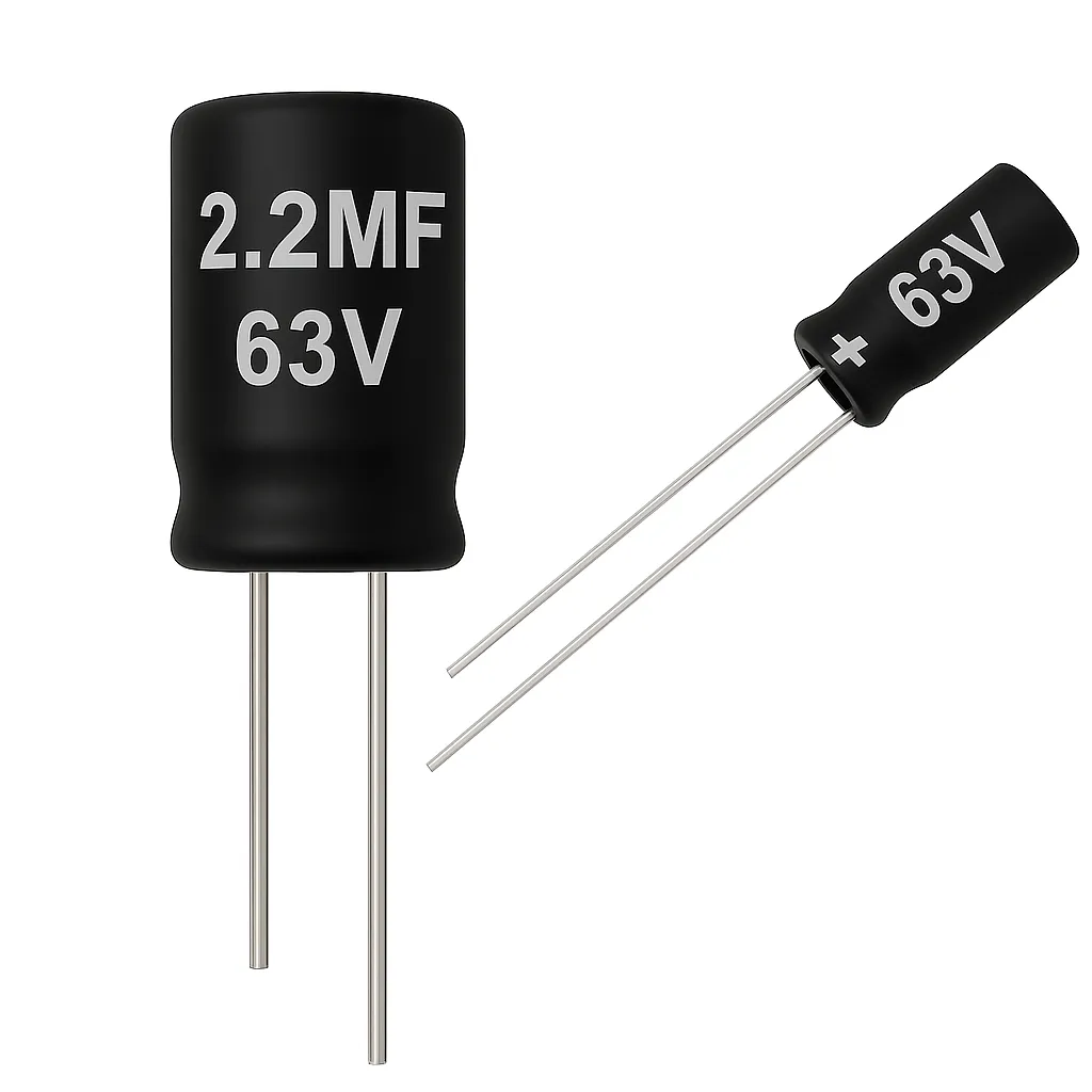 خازن 63 ولت 2.2 میکرو فاراد 2.2MF 63V