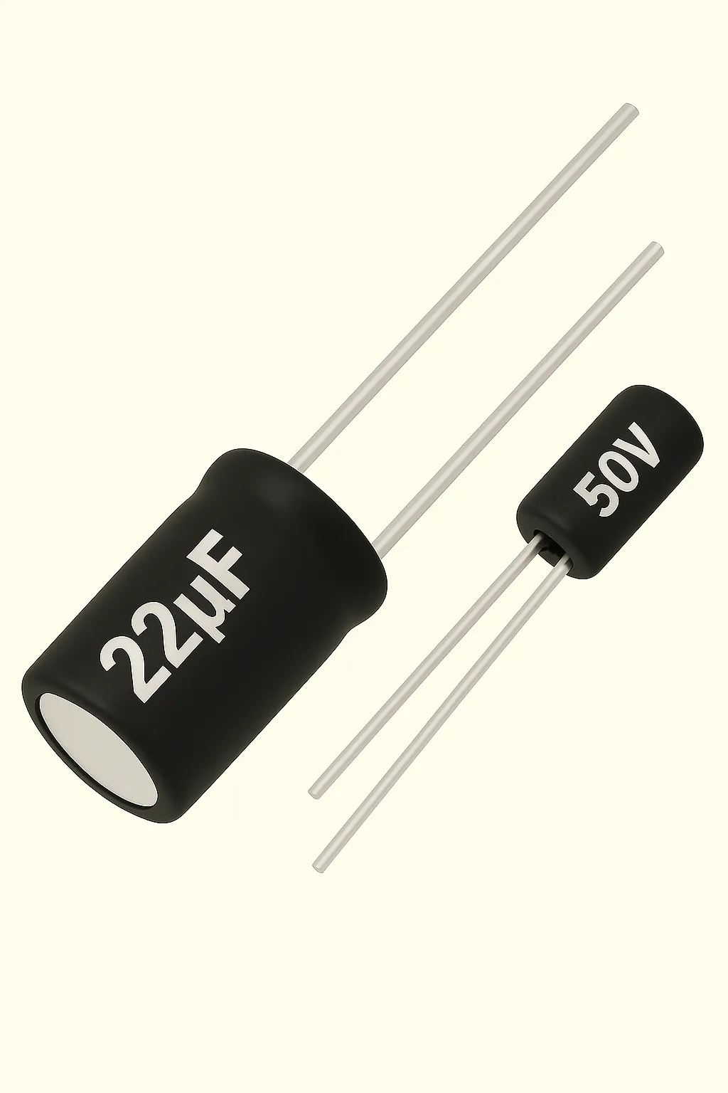 خازن 50 ولت 22 میکرو فاراد 22MF 50V