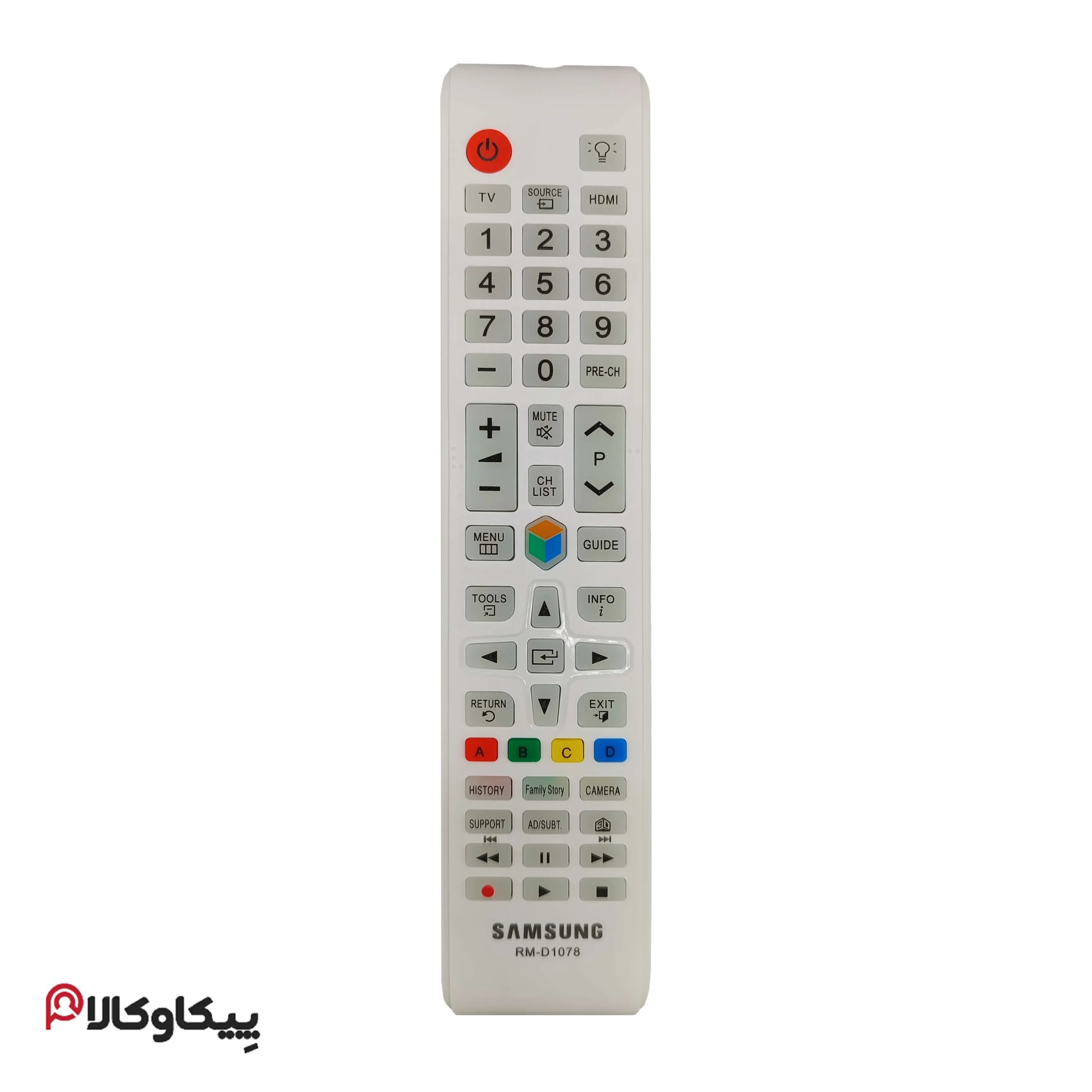 کنترل تلویزیون سامسونگ 1078 سفید میکروسوئیچ دکمه شبرنگ