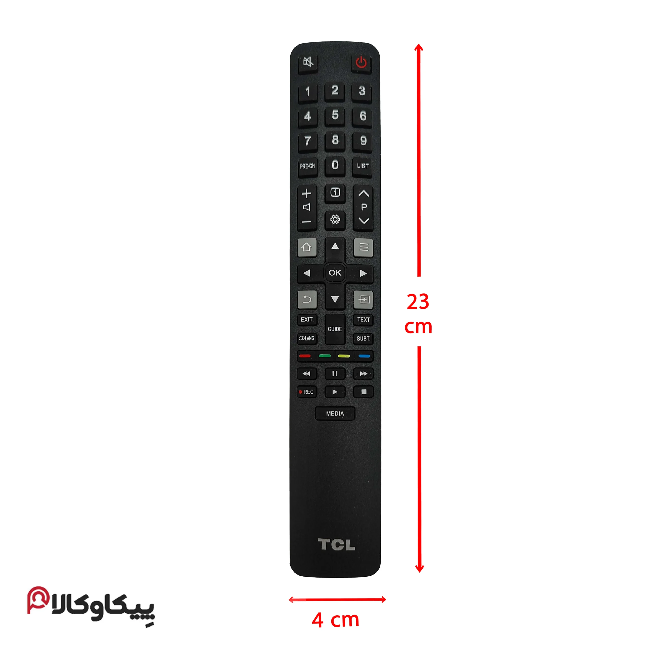 کنترل تلویزیون TCL تی سی ال بلند دارای دکمه مدیا - تصویر 2
