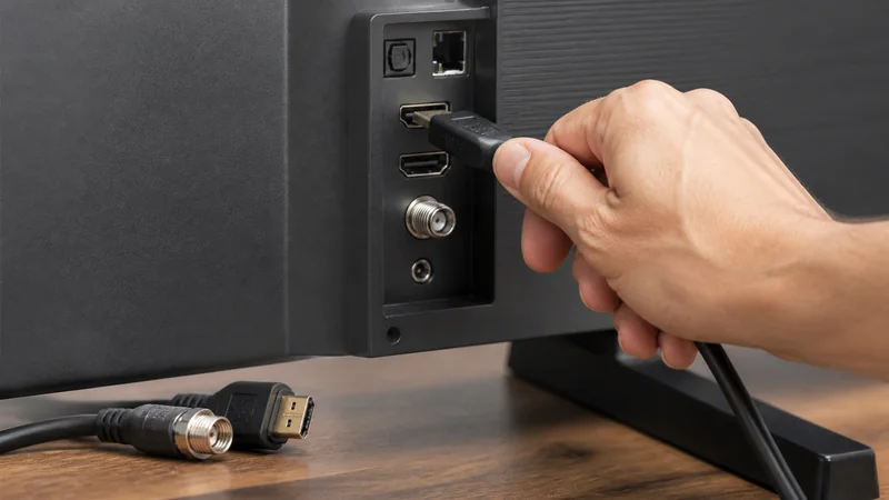 مقایسه کابل HDMI و فیش آنتن هنگام عیب‌یابی پرش تصویر تلویزیون