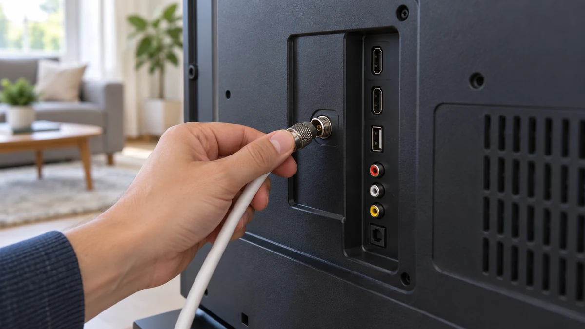 اتصال کابل آنتن به ورودی گیرنده دیجیتال داخلی تلویزیون