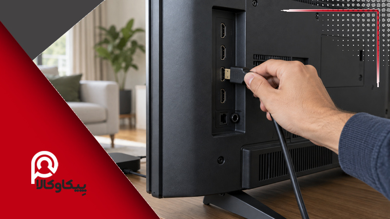 اتصال کابل HDMI به ورودی تلویزیون برای عیب یابی در قالب پیکاوکالا