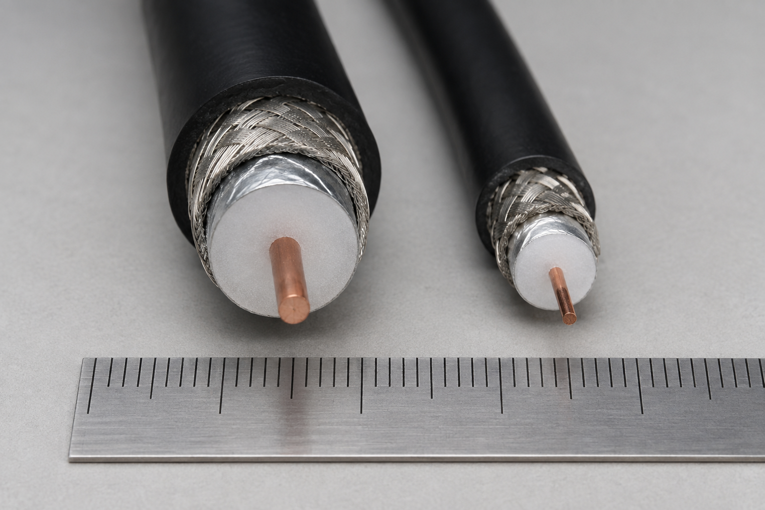 مقایسه ضخامت و ساختار داخلی کابل RG6 و RG59