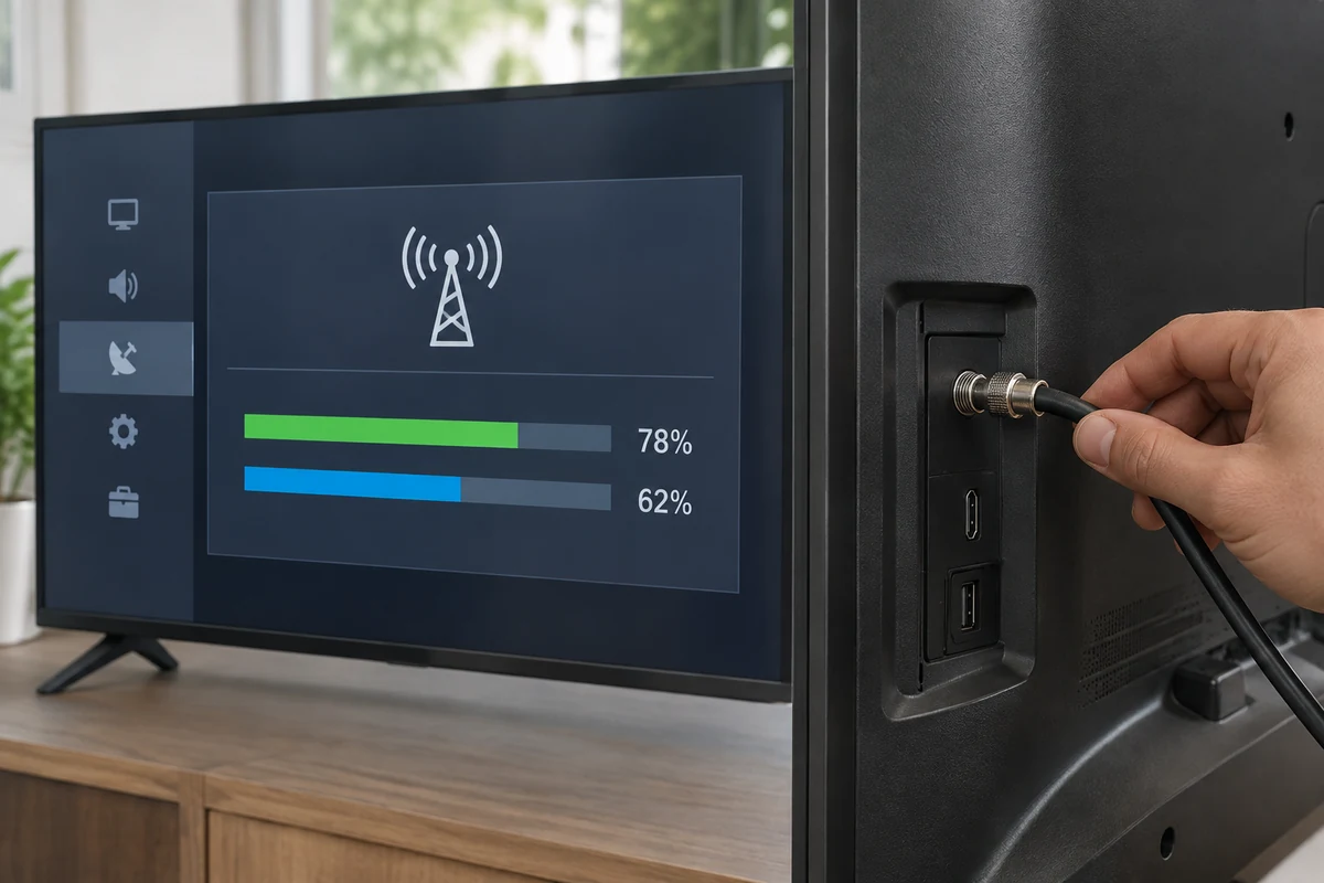 بررسی قدرت و کیفیت سیگنال تلویزیون و اتصال کابل آنتن