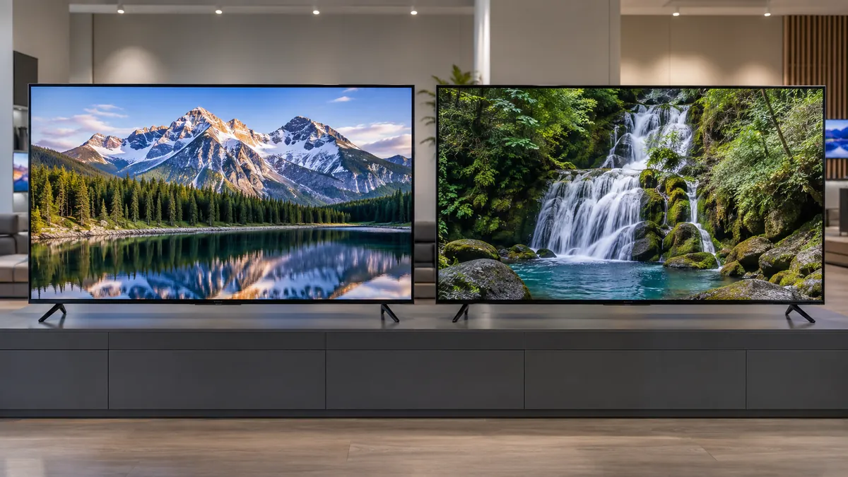 دو تلویزیون در نمایشگاه برای مقایسه مدل‌های 4K و 8K